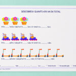 Fitxa per descobrir quants n'hi ha en total, introducció a la multiplicació per a 1r i 2n de Primària en català.