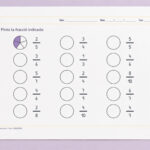 Fitxa per pintar la fracció indicada per a 4t i 5è de Primària en català.