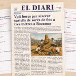 Fitxa de comprensió lectora amb una notícia sobre un concurs de castells de sorra per a 5è i 6è de Primària en català.