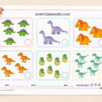 Fitxa per comptar dinosaures i escriure el número corresponent, de l'1 al 10, per a I5 en català.