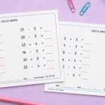 Fitxa de càlcul mental amb sumes i restes senzilles, per a 2n de Primària en català.