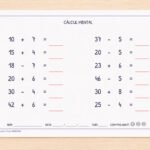 Fitxa de càlcul mental amb sumes, restes i multiplicacions, per a 3r de Primària en català.