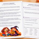 Fitxa de comprensió lectora sobre la Castanyada i Halloween amb lectura i activitats, per a 3r i 4t de Primària en català.