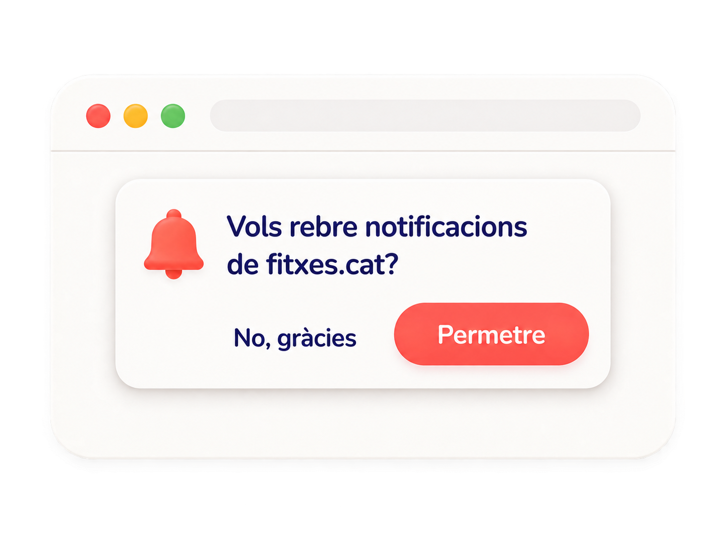 Finestra de navegador preguntant: vols rebre notificacions de fitxes.cat?